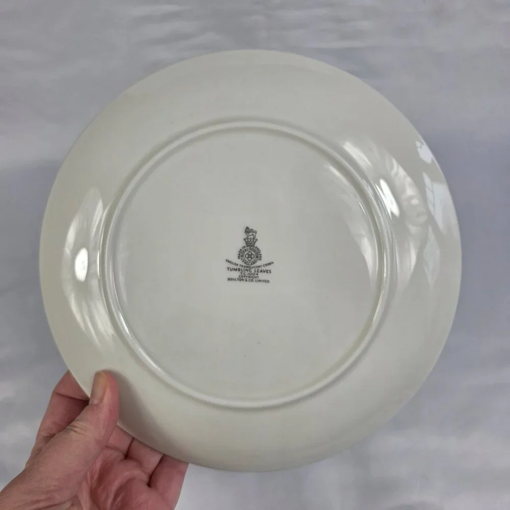 FOUR Royal Doulton Tumbling Leaves Salad Plates Gray & Pink Leaves